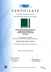 Certificate DIN EN ISO 3834-2:2006