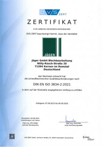 Zertifikat DIN EN ISO 3834-2:2006